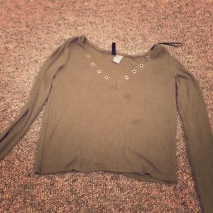 army green lace up shirt